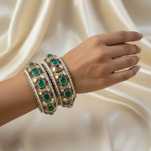 Regal Emerald Kundan Bangles