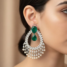 Emerald Teardrop Crystal Hoop Earrings