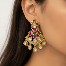 Navratna Eye Motif Kundan Earrings
