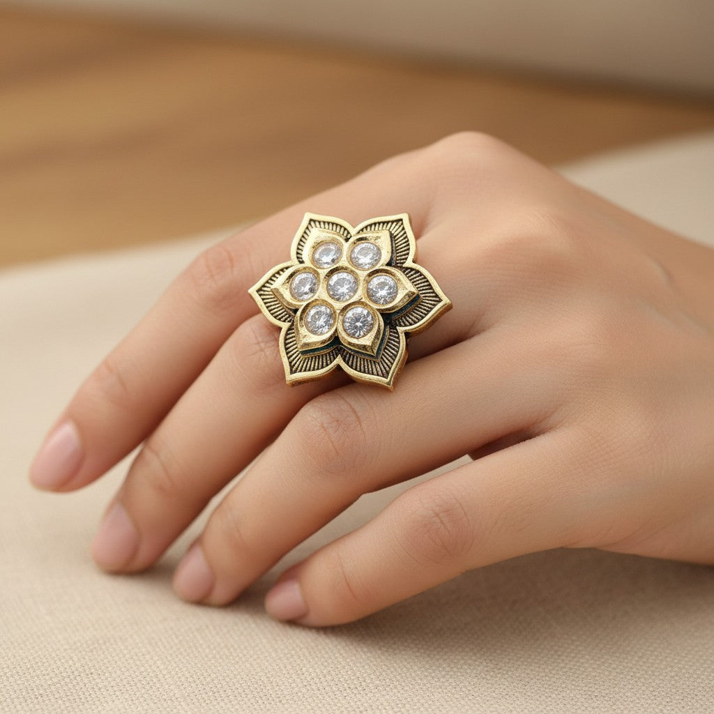 Kundan Bloom Statement Ring