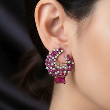 Ruby Crescent Bloom Earrings