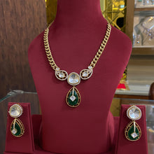 Zehra Emerald Drop Polki Necklace Set