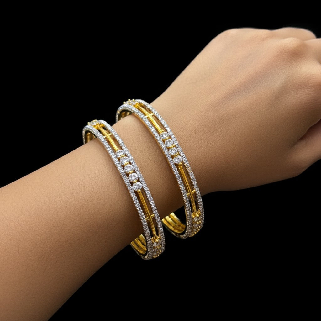 Golden American Diamond-Glow Slim Bangles