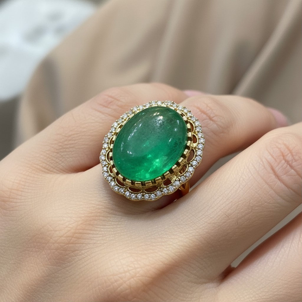 Emerald Aura Halo Ring