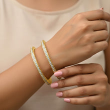 Golden Textured Crystal Bangles