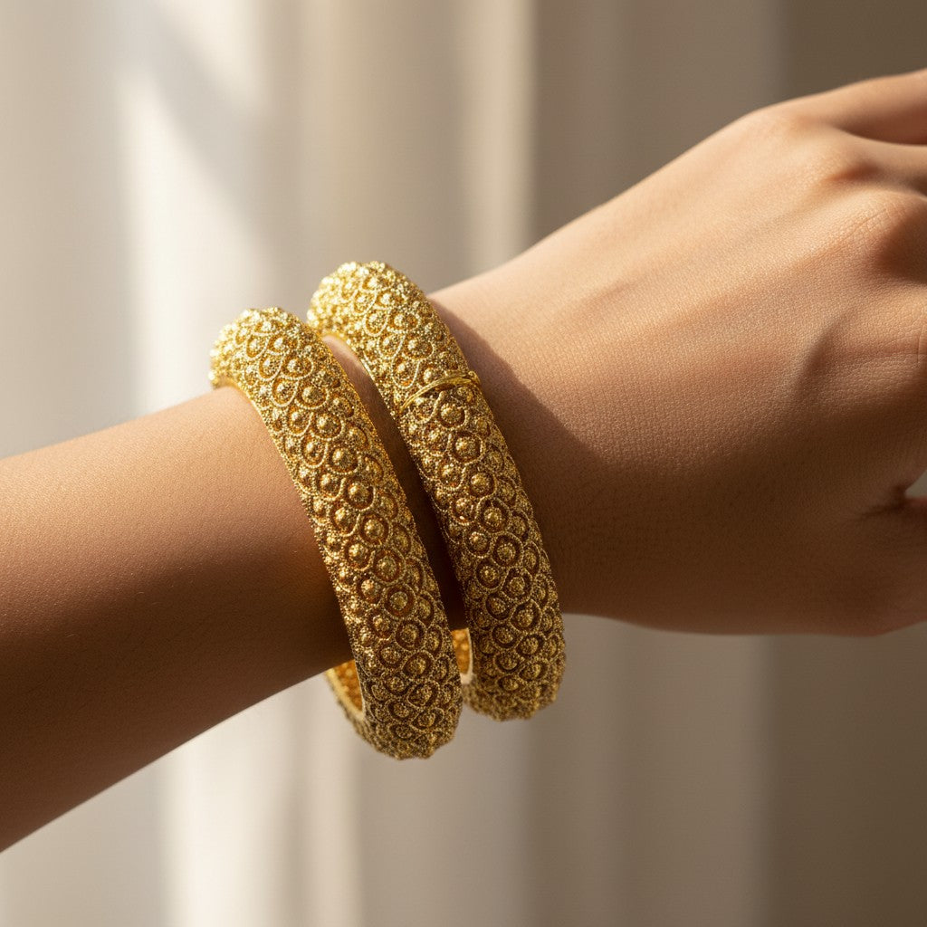 Regal Antique Golden Filigree Bangles