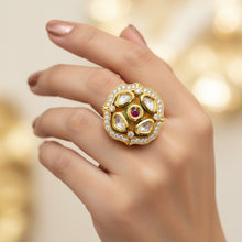 Ruby Centred Kundan Polki Halo Ring