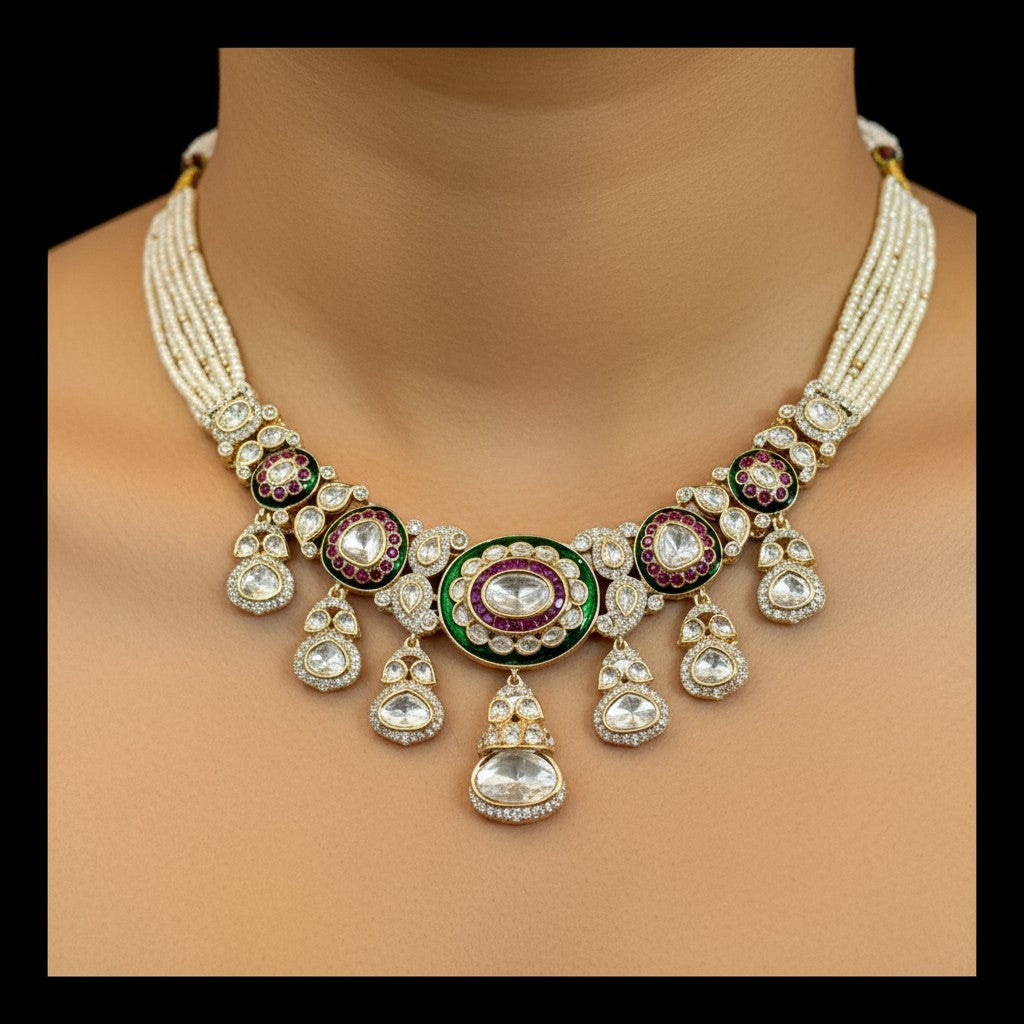Traditional Kundan Choker Necklace Set