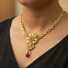 Floral Antique Golden Set with Maang Tikka
