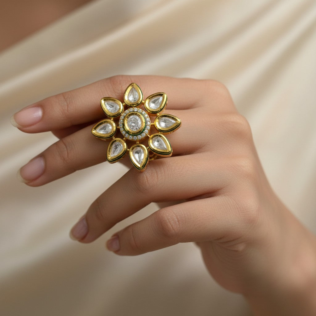 Floral Radiance Kundan Ring