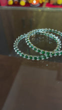Emerald & American Diamond-Cut Sleek Stone Bangles