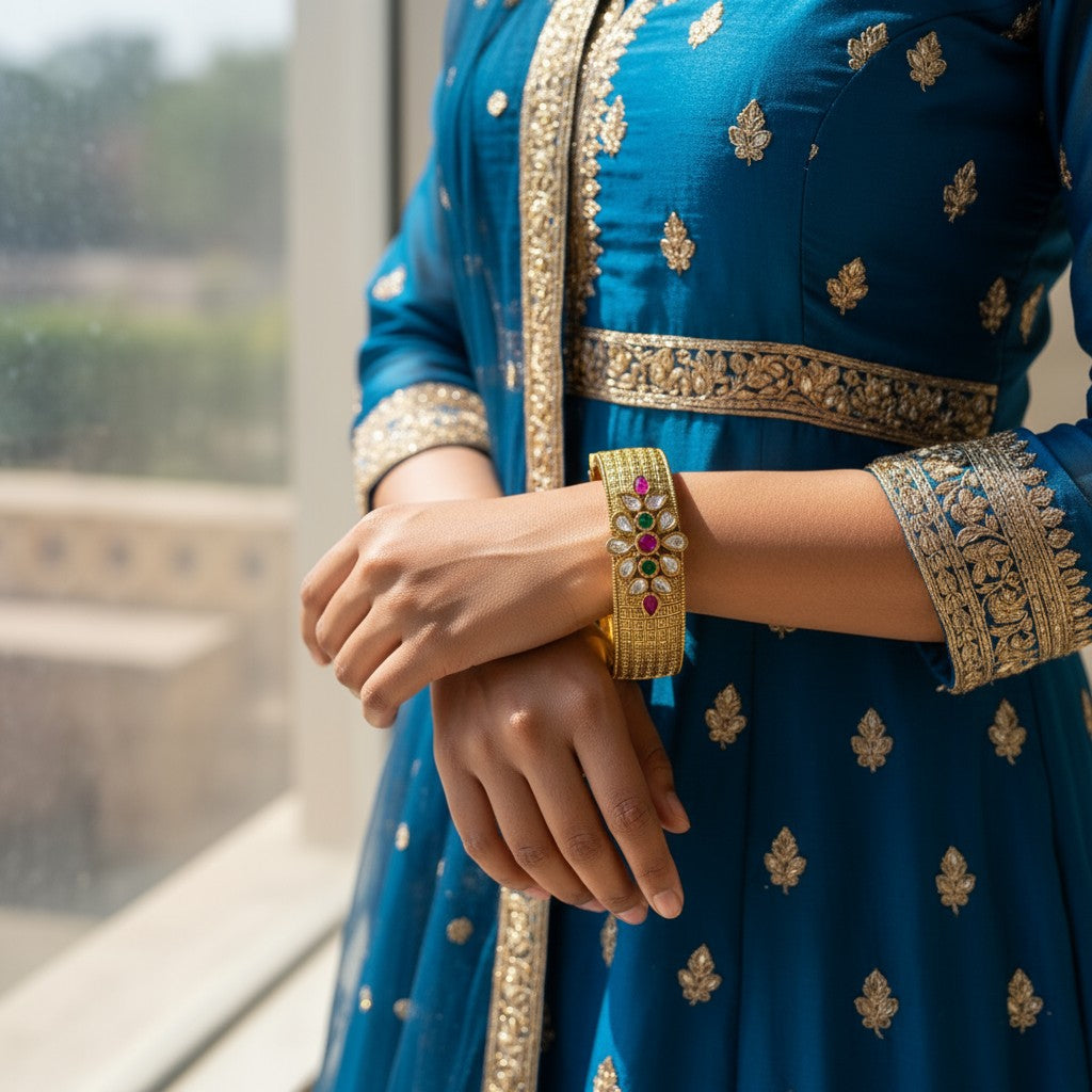 Majestic Floral Kundan Bangles