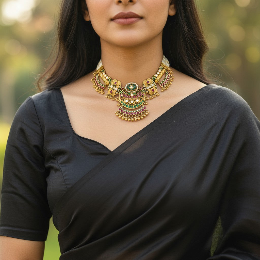 Royal Kundan Peacock Necklace Set