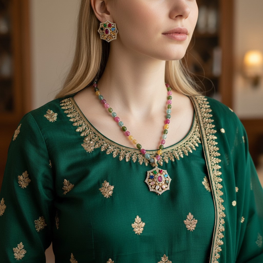 Navratna Multi Beaded Necklace Set