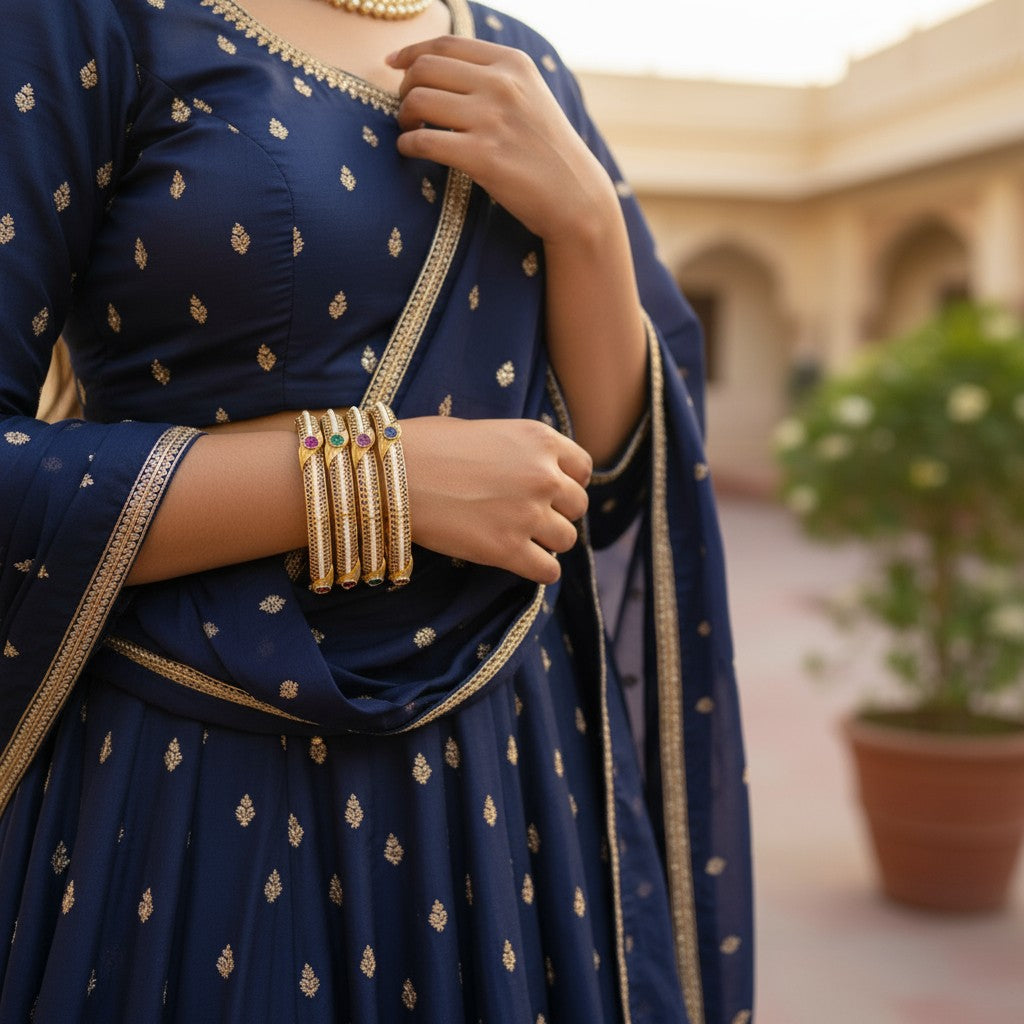 Royal Elegance Stone-Studded Bangles