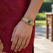 Royal Moonstone and Emerald Golden Bracelet