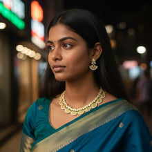 Emerald Fan Kundan Necklace Set