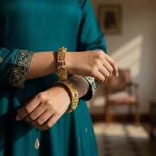 Regal Kundan Meenakari Golden Kadas