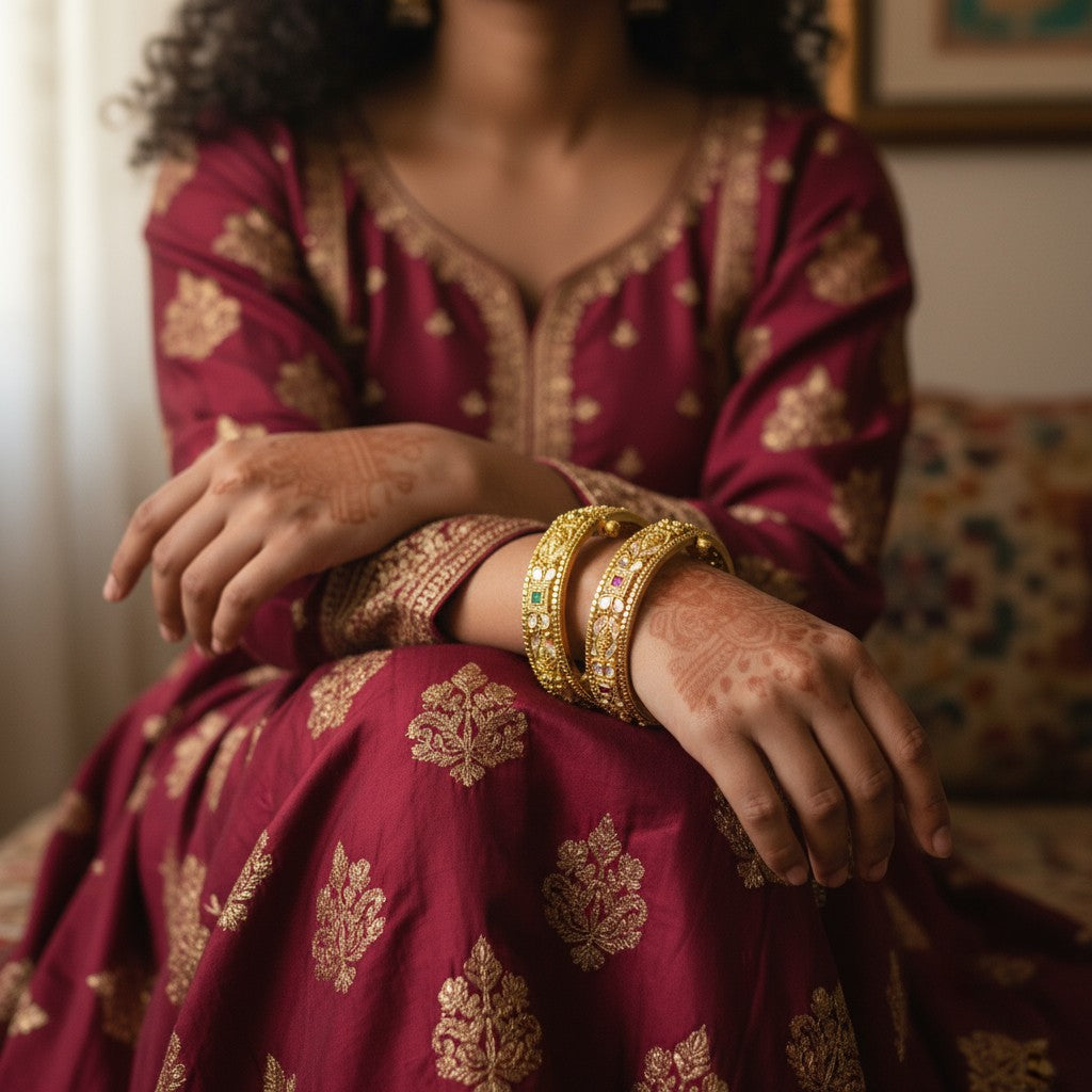 Heritage Kundan Meenakari Golden Kadas