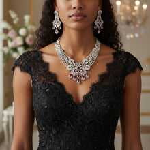 Regal Ruby and American Diamond Bridal Necklace Set