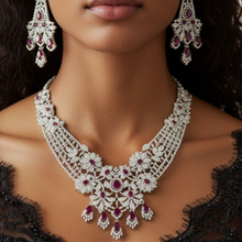 Regal Ruby and American Diamond Bridal Necklace Set