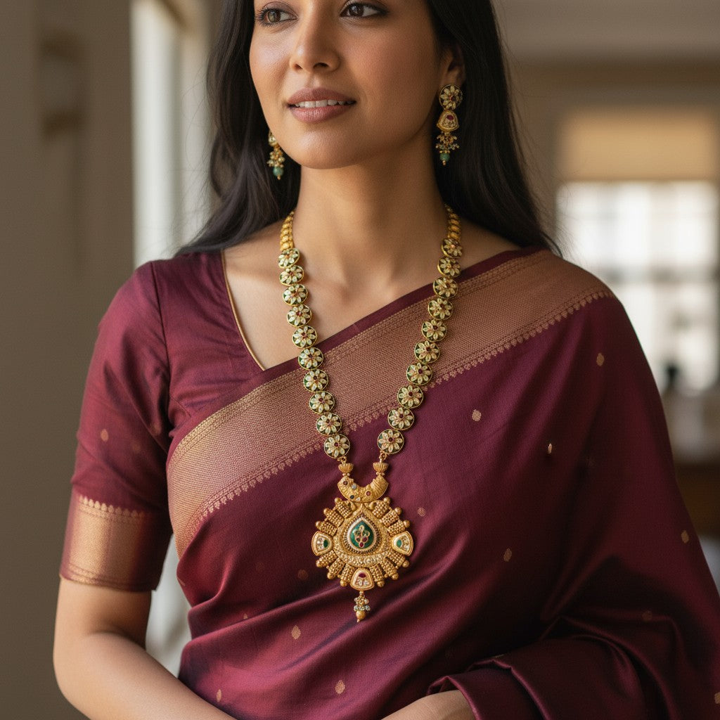 Peacock Grace Temple Necklace Set