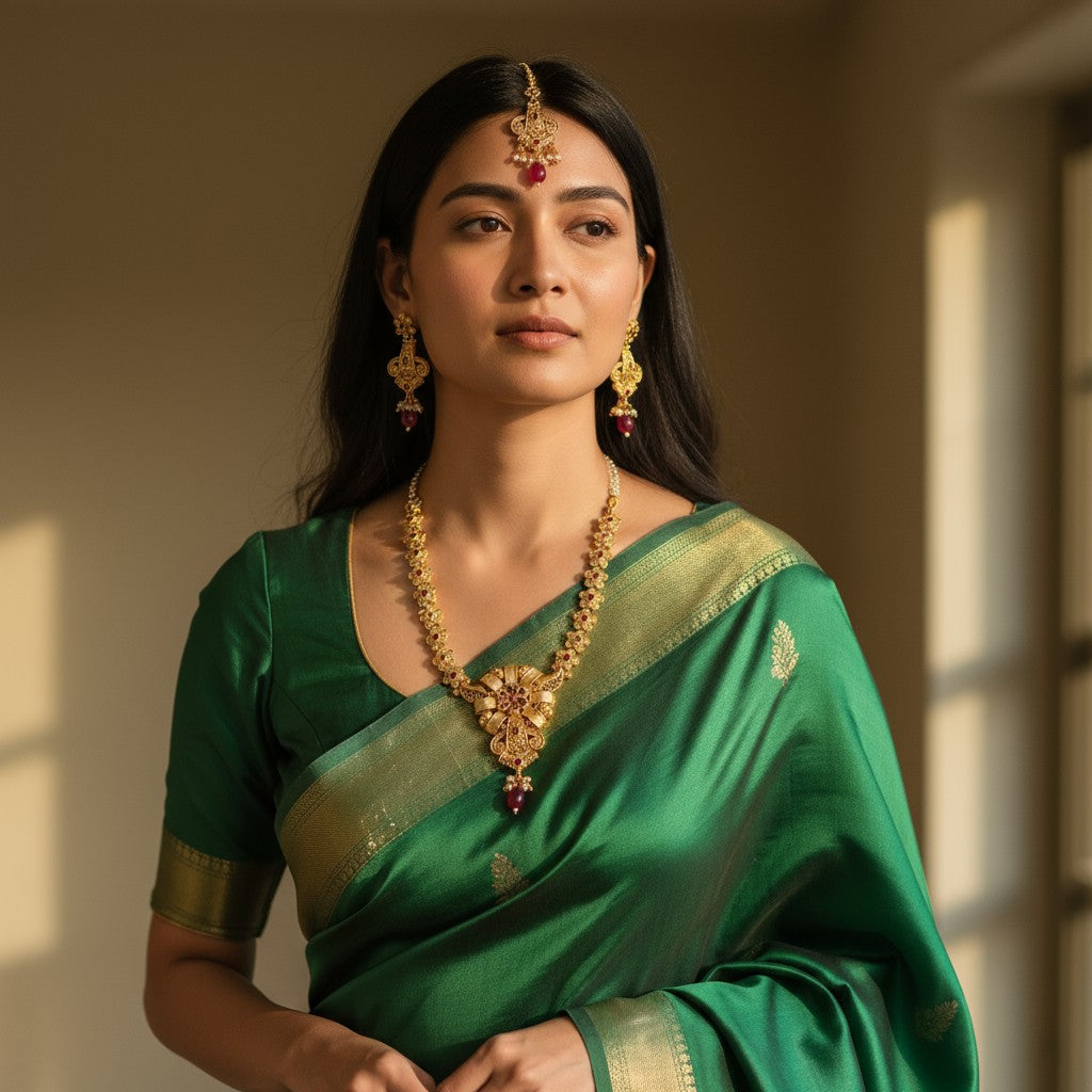 Floral Antique Golden Set with Maang Tikka