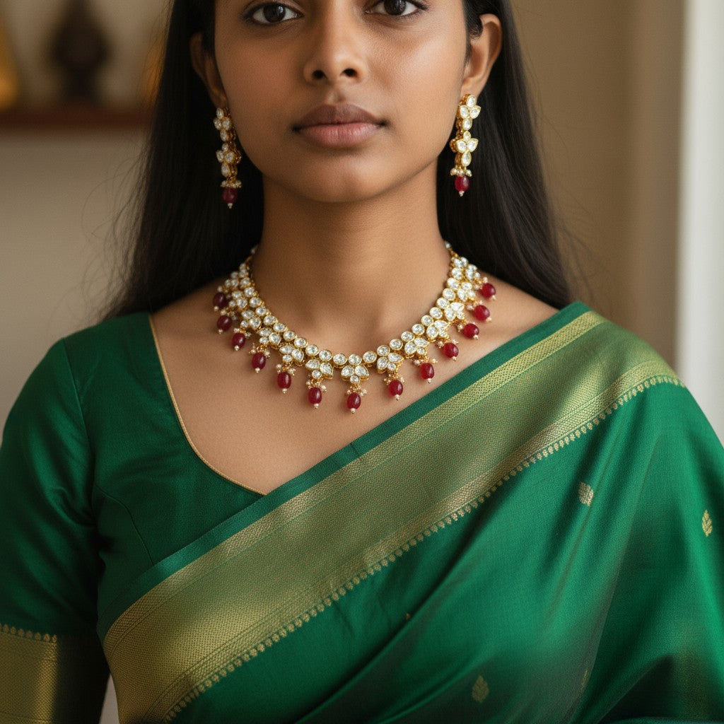 Ruby Drop Kundan Necklace Set