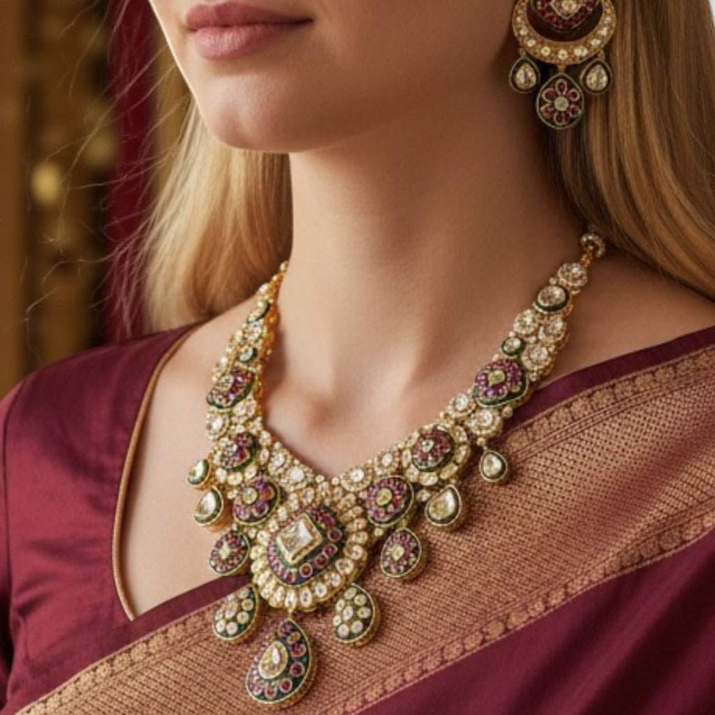 Majestic Kundan & Polki Bridal Necklace Set
