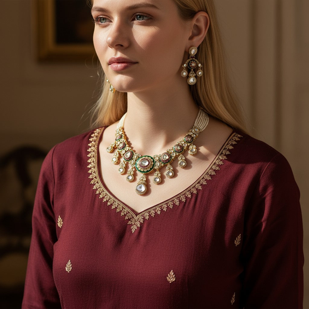 Traditional Kundan Choker Necklace Set