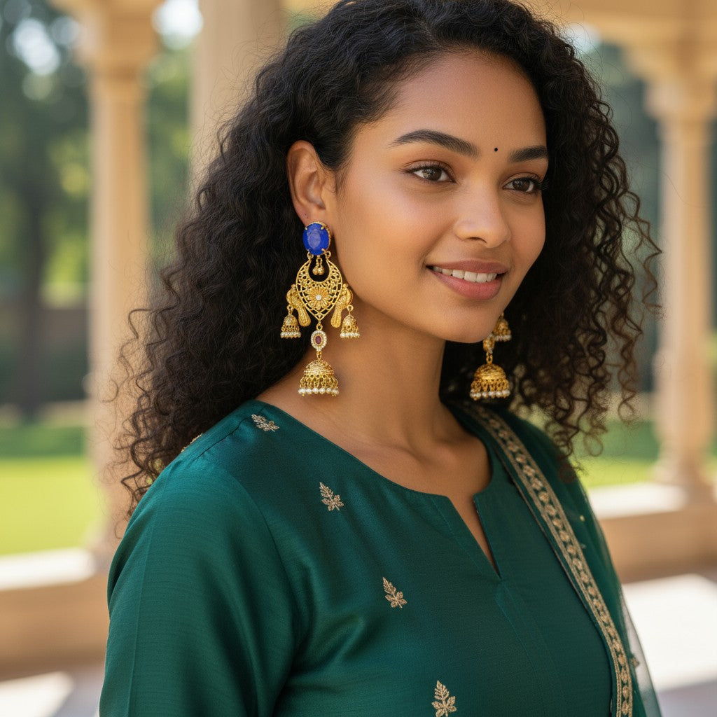 Royal Peacock Jhumka Earrings