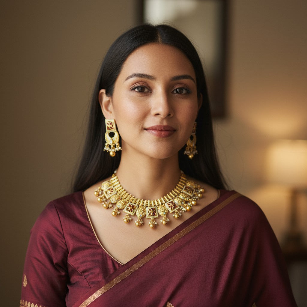 Luxurious Kundan necklace and earrings set