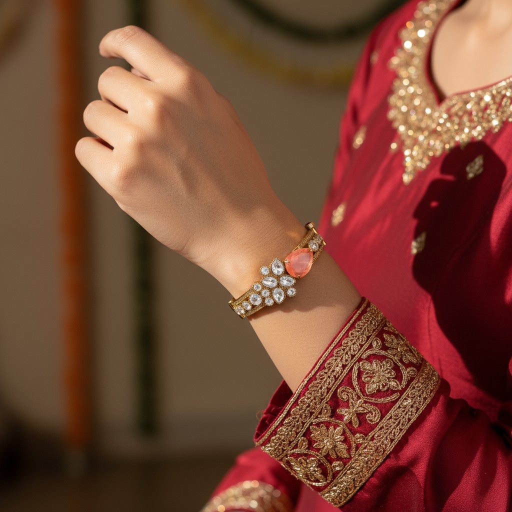 Pink Majesty Kundan Bracelet