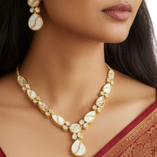 Elegant White Stone Polki Necklace Set
