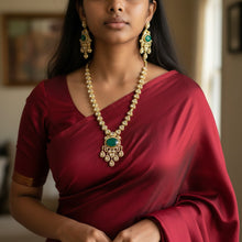 Emerald Polki Pendant Necklace Set