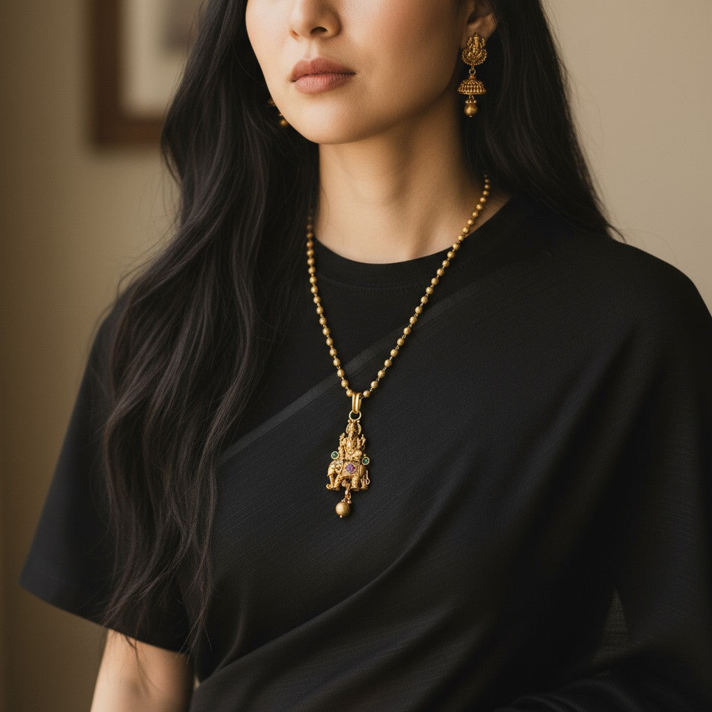 Lakshmi Gaja Vahana Antique Necklace Set