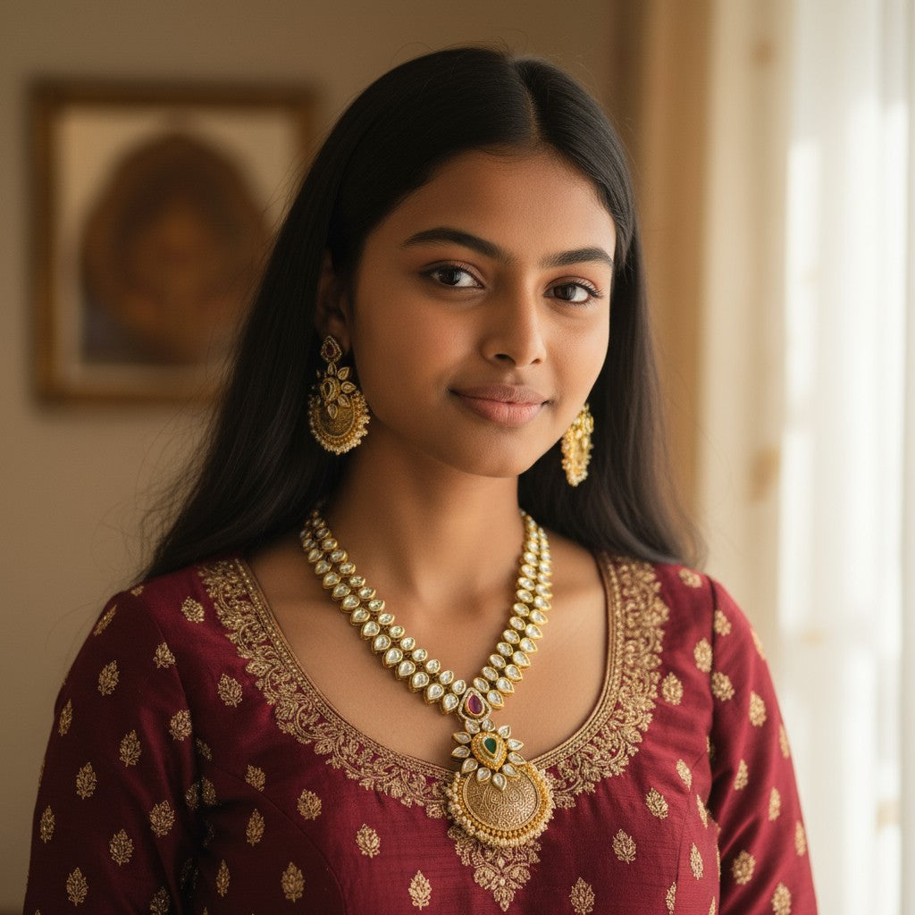 Regal Polki and Taara Kundan Necklace Set