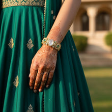 Royal Moonstone and Emerald Golden Bracelet