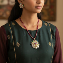 Navratna Ruby Beaded Necklace Set