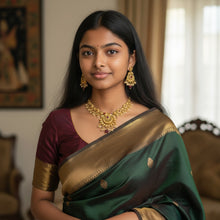 Antique Peacock Motif Bridal Set with Ruby Beads