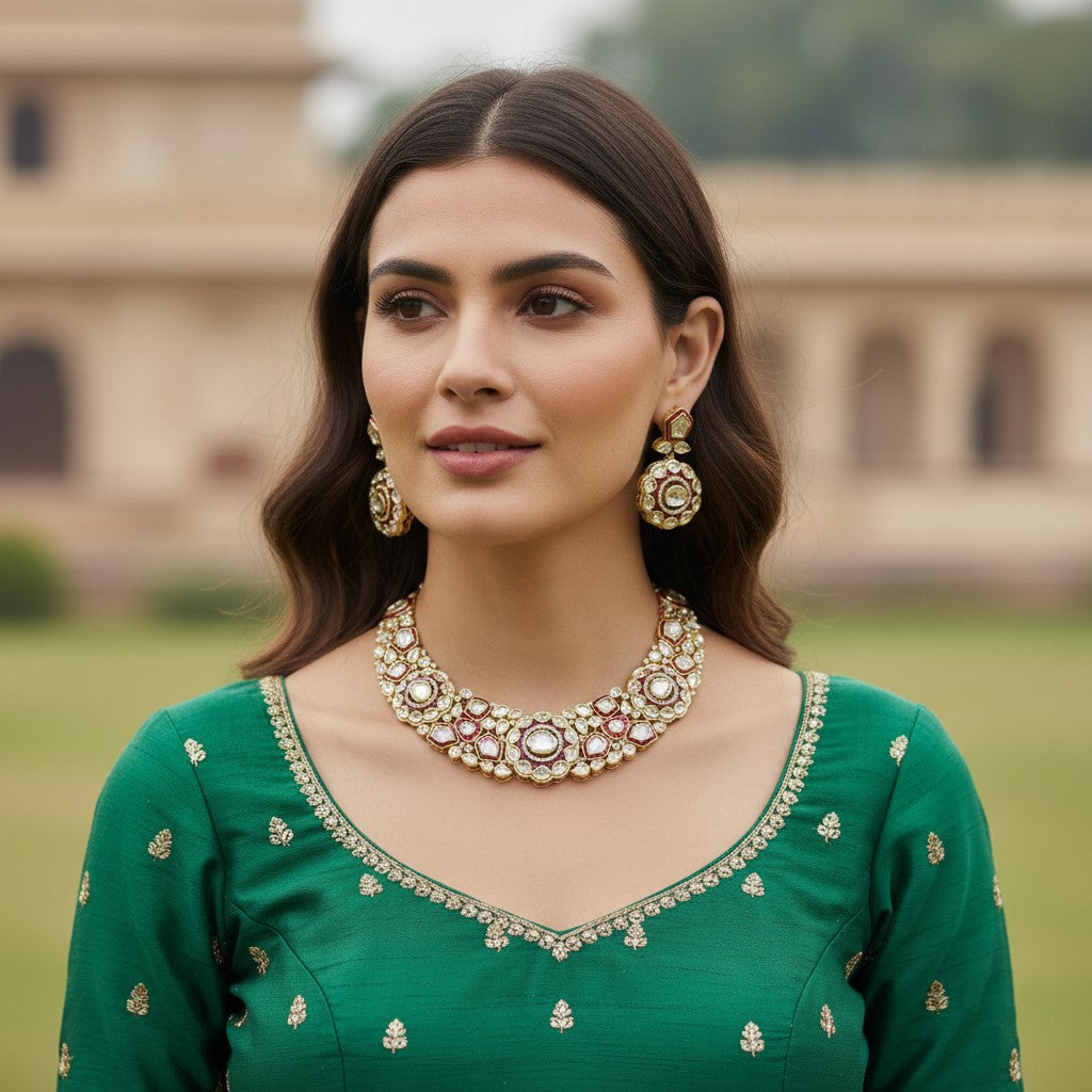 Royal Ruby Kundan Necklace Set