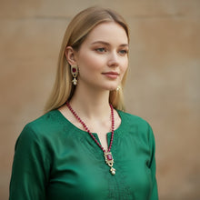 Royal Ruby Pearl Drop Necklace Set