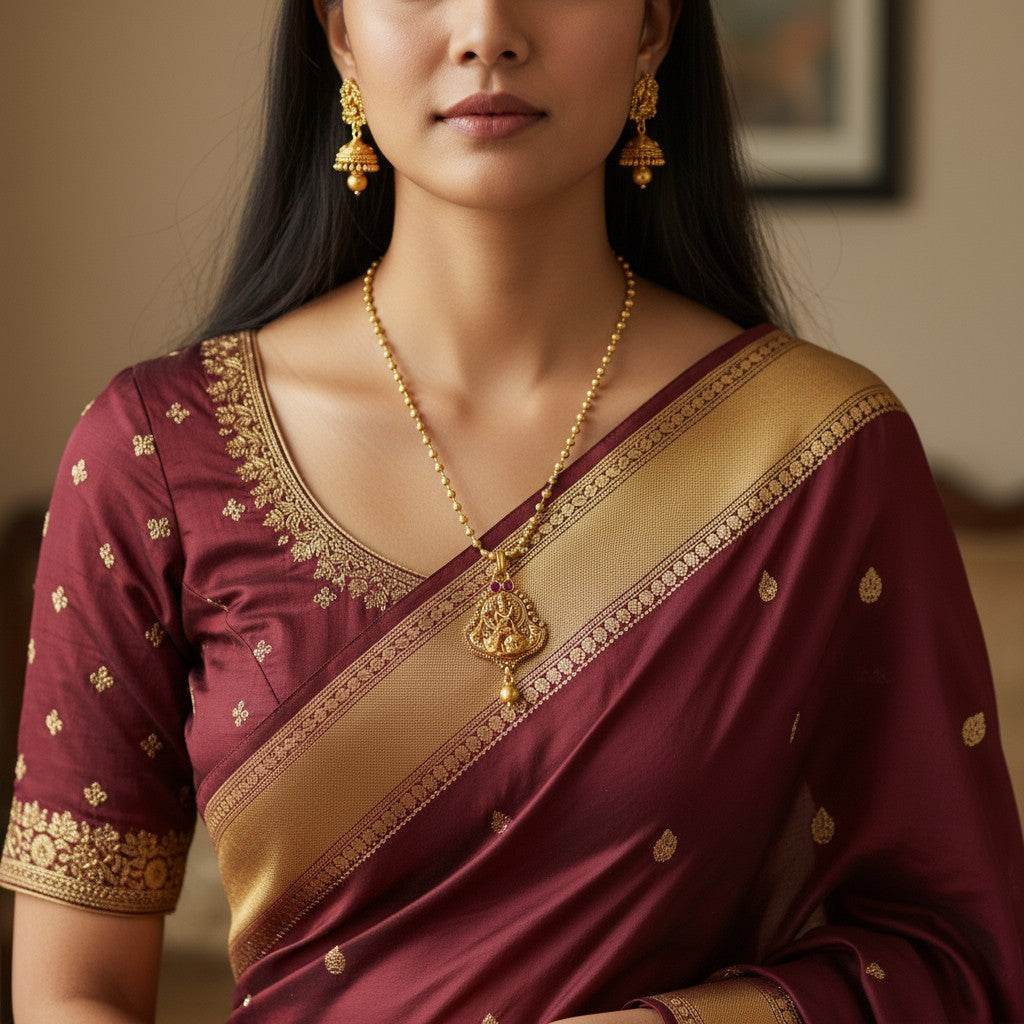 Divine Krishna Golden Pendant Set